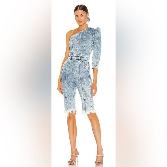 Retrofête One-Shoulder Denim romper, L - Picture 1 of 14